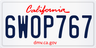 CA license plate 6WOP767