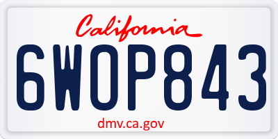 CA license plate 6WOP843