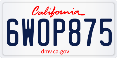 CA license plate 6WOP875