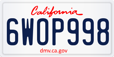 CA license plate 6WOP998