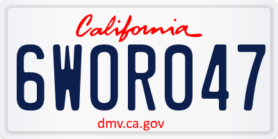 CA license plate 6WOR047