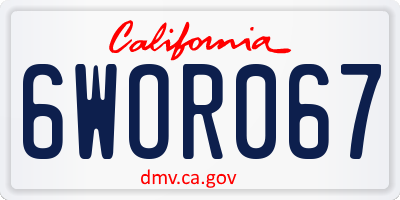 CA license plate 6WOR067