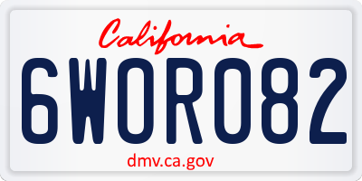 CA license plate 6WOR082