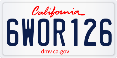 CA license plate 6WOR126