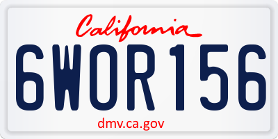 CA license plate 6WOR156
