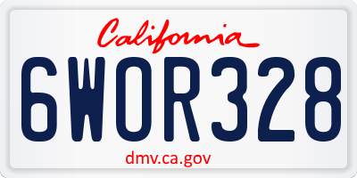 CA license plate 6WOR328