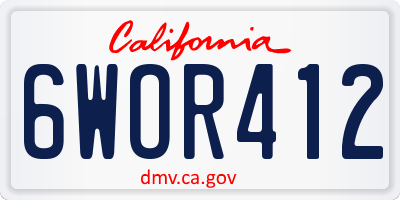CA license plate 6WOR412