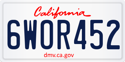 CA license plate 6WOR452