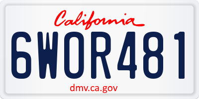 CA license plate 6WOR481