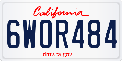 CA license plate 6WOR484