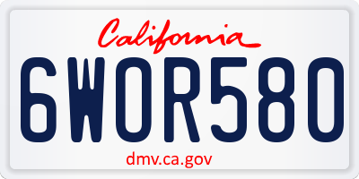 CA license plate 6WOR580