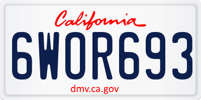 CA license plate 6WOR693