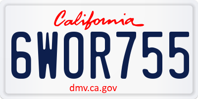 CA license plate 6WOR755