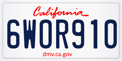 CA license plate 6WOR910