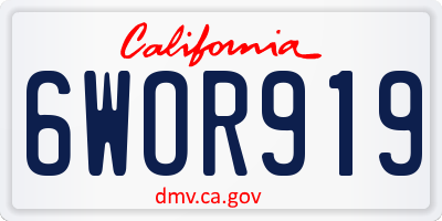 CA license plate 6WOR919
