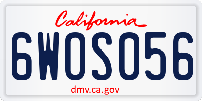 CA license plate 6WOS056