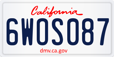 CA license plate 6WOS087