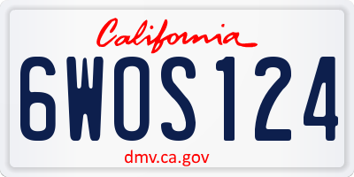 CA license plate 6WOS124
