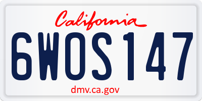 CA license plate 6WOS147