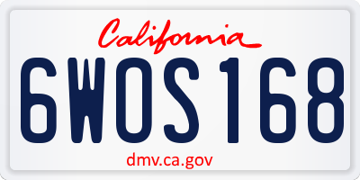 CA license plate 6WOS168