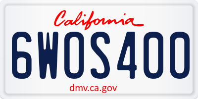 CA license plate 6WOS400