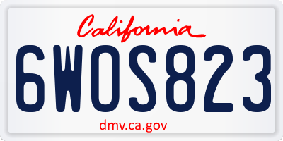 CA license plate 6WOS823