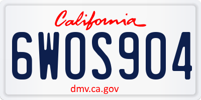 CA license plate 6WOS904