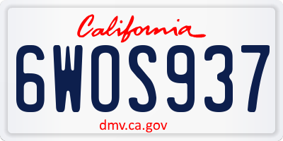 CA license plate 6WOS937