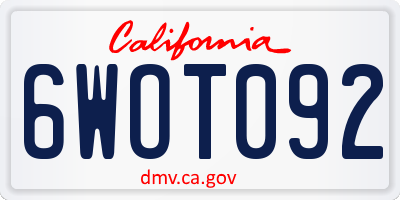 CA license plate 6WOT092