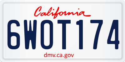 CA license plate 6WOT174