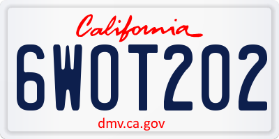 CA license plate 6WOT202