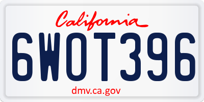 CA license plate 6WOT396