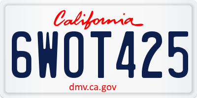 CA license plate 6WOT425