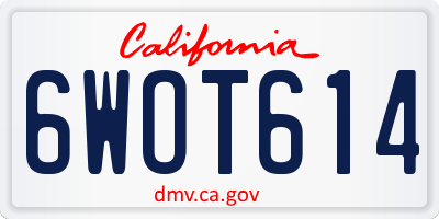 CA license plate 6WOT614
