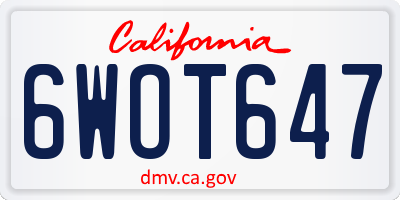 CA license plate 6WOT647