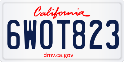 CA license plate 6WOT823
