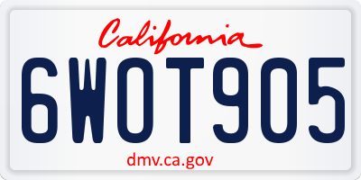 CA license plate 6WOT905