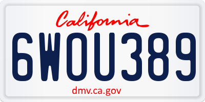 CA license plate 6WOU389