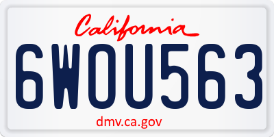 CA license plate 6WOU563