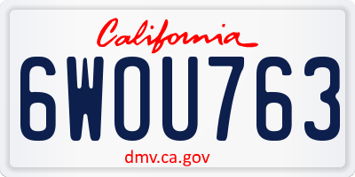 CA license plate 6WOU763