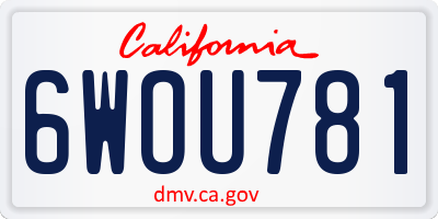 CA license plate 6WOU781