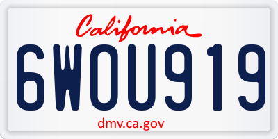 CA license plate 6WOU919