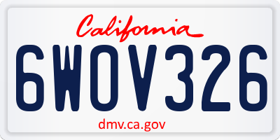 CA license plate 6WOV326