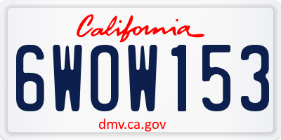 CA license plate 6WOW153