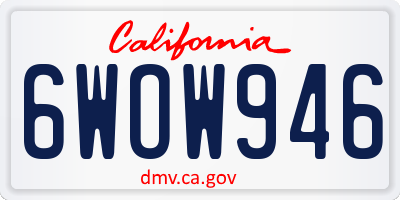 CA license plate 6WOW946