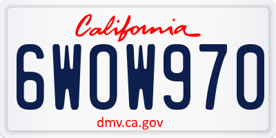 CA license plate 6WOW970