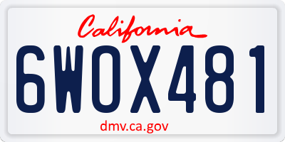 CA license plate 6WOX481