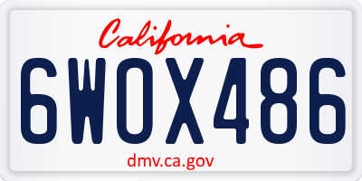 CA license plate 6WOX486
