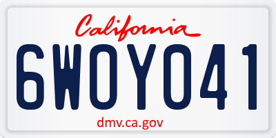 CA license plate 6WOY041