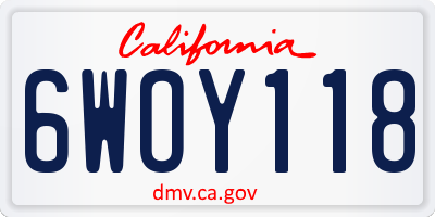 CA license plate 6WOY118